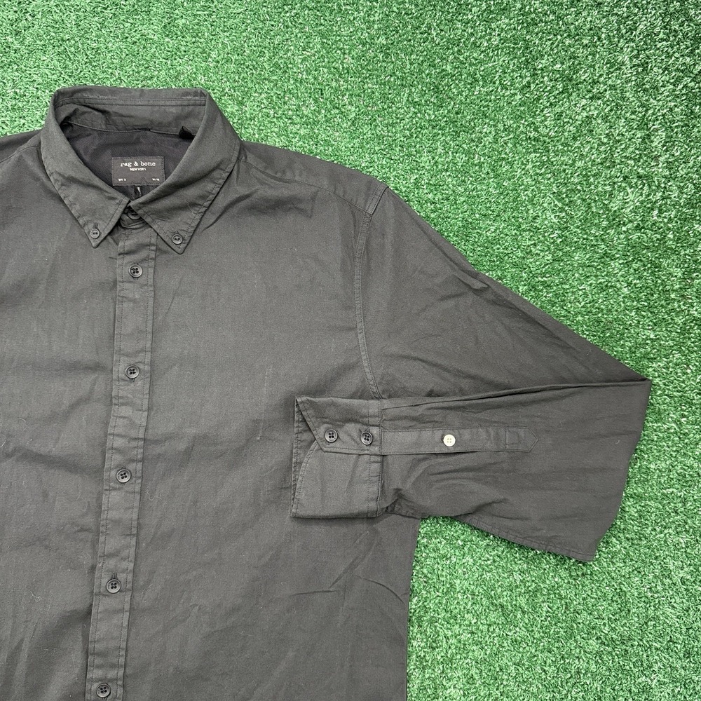 Rag & Bone New York Men's Long Sleeve Button Shirt Size Medium Fit 2 Black